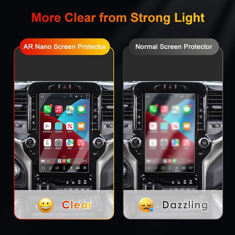 BSTW Ram Screen Protector 12 Inch for 2019-2026 Dodge Ram 1500 2500 3500 Uconnect Pickup Truck 12 In Ram Truck Accessories Anti-Reflective Bubble Free Soft Nano Protective Film 2PCS - Image 3